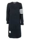 Classic Loopback 4-Bar Sweater Midi Dress Light Navy - THOM BROWNE - BALAAN 3