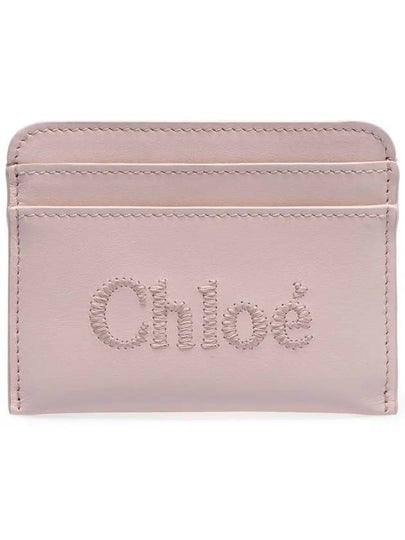 Sense Embroidered Logo Calfskin Card Wallet Light Beige - CHLOE - BALAAN 2