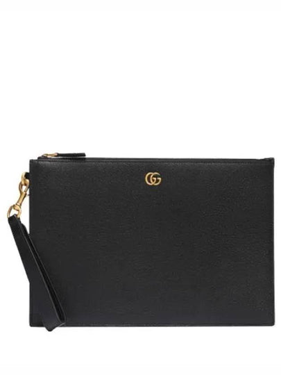 GG Marmont leather strap clutch bag black - GUCCI - BALAAN 2