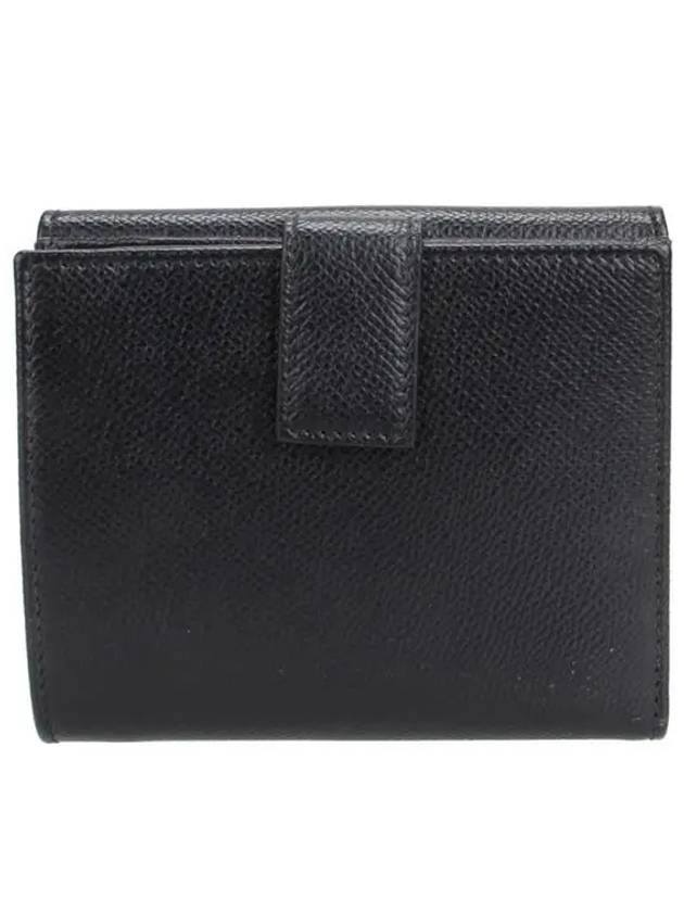 Gancini Leather Half Wallet Black - SALVATORE FERRAGAMO - BALAAN.