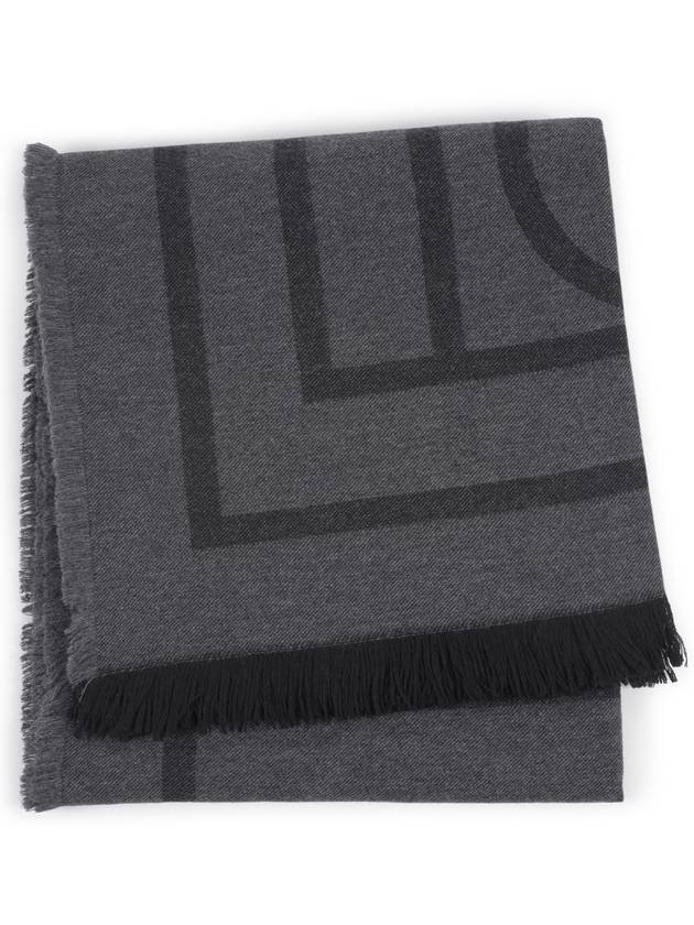 Monogram Wool Cashmere Scarf Black - TOTEME - BALAAN 2