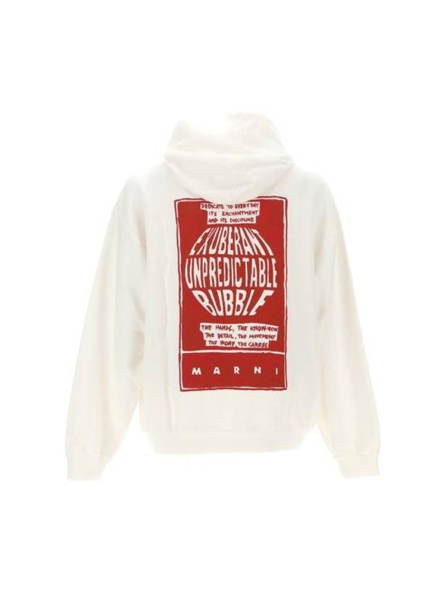 Slogan Print Hoodie Stone White Red - MARNI - BALAAN 3