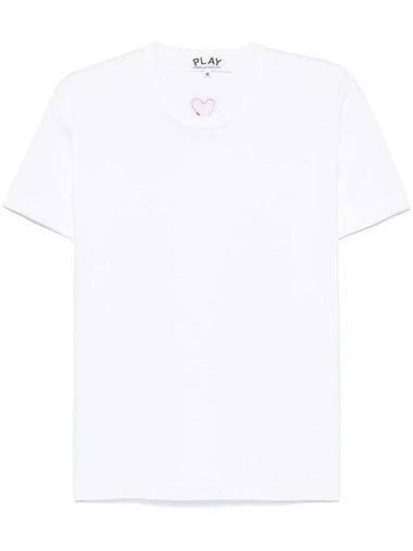 Heart Patch Short Sleeve T Shirt White - COMME DES GARCONS PLAY - BALAAN 1