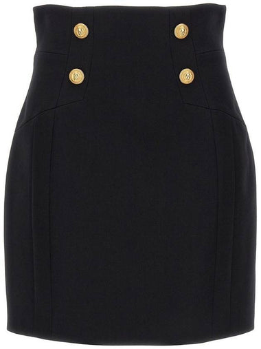 High Waist 4 Button H Line Skirt Black - BALMAIN - BALAAN 1