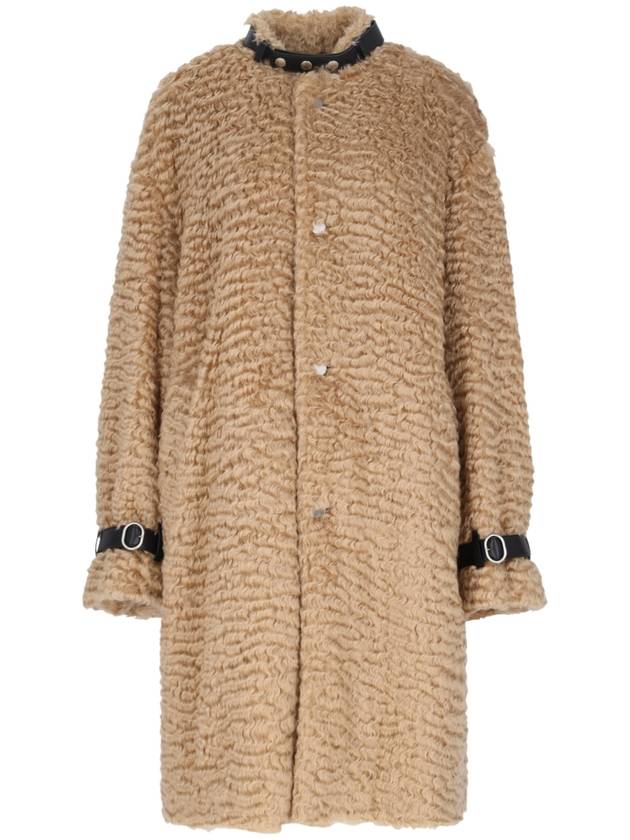 Leather neck strap mohair single coat gold earth - JIL SANDER - BALAAN 2