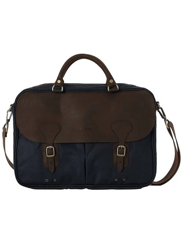 Men's Waxed Leather Brief Case Navy - BARBOUR - BALAAN 2