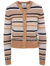 Striped Soft Wool Knit Cardigan Brown - GANNI - BALAAN 2