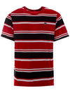 Logo Striped Short Sleeve T-shirt Red - NIKE - BALAAN 1