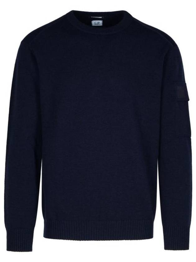 Merino Wool Crew Neck Knit Top Navy - CP COMPANY - BALAAN 2