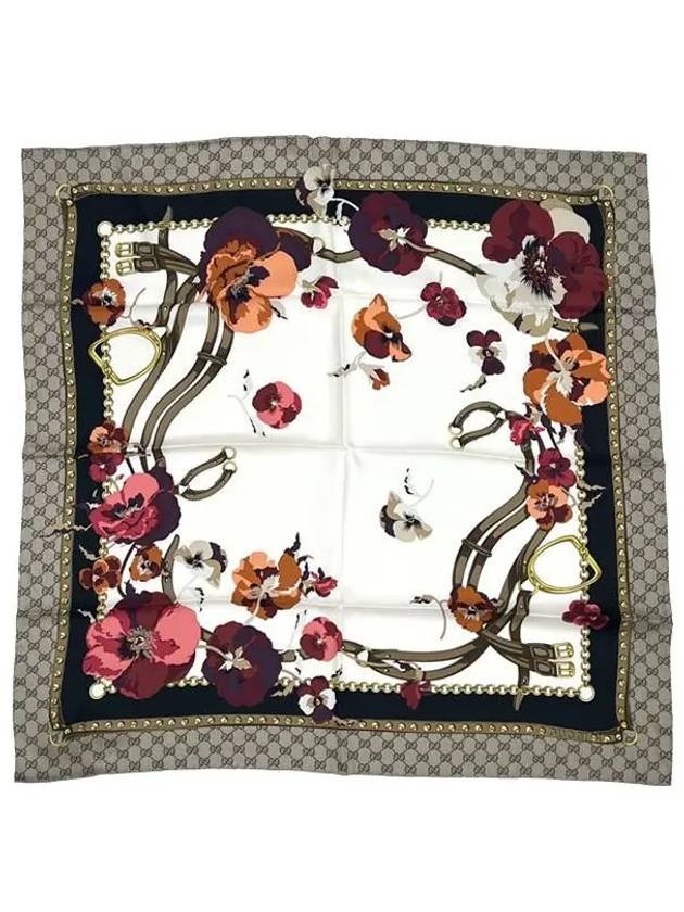 GG Flower Square Silk Scarf - GUCCI - BALAAN.