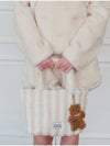 Striped shearling tote bag Ivory - OPENING SUNSHINE - BALAAN 3