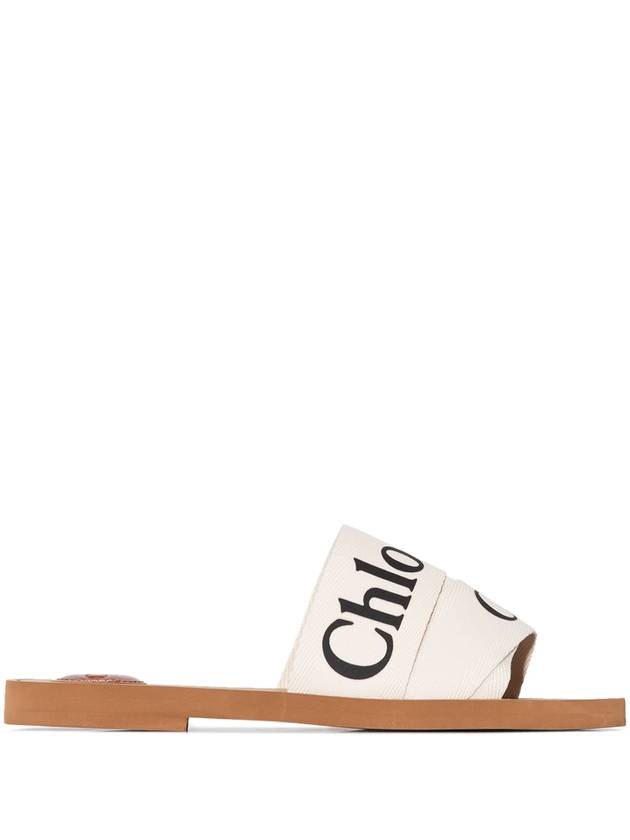 Woody Logo Flat Mule Slippers White - CHLOE - BALAAN 2