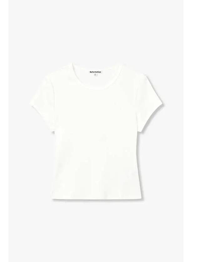 Stretch Ribbed T Shirt Muse Tee White - REFORMATION - BALAAN 1