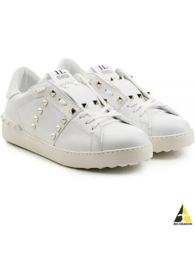 Rockstud Untitled Low-Top Sneakers White - VALENTINO - BALAAN 1