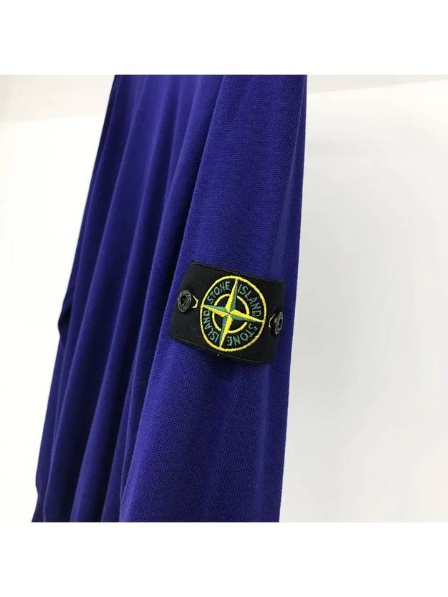 Wappen Patch Crew Neck Soft Cotton Knit Top Purple Blue - STONE ISLAND - BALAAN 2