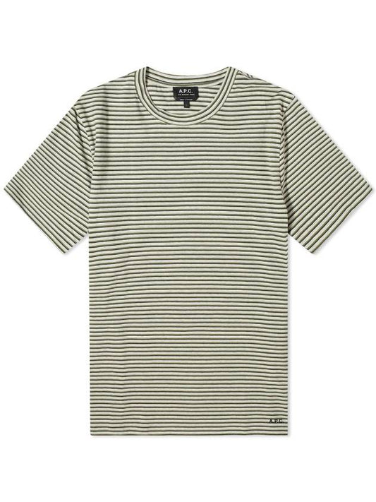 Stripe Minimal Logo Print Short Sleeve T-Shirt Heather Ecru - A.P.C. - BALAAN 1