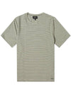 Stripe Minimal Logo Print Short Sleeve T-Shirt Heather Ecru - A.P.C. - BALAAN 1