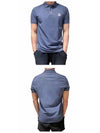 Logo Patch Short Sleeve Polo Shirt Blue - MONCLER - BALAAN 5