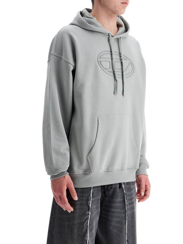 Embossed Oval D Hoodie Grey - DIESEL - BALAAN 3