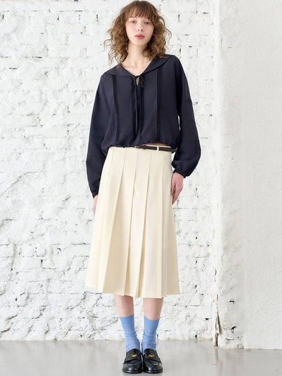 Belt Pleated Skirt Cream - MITTE - BALAAN 2