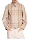 Men's Reversible Check Cotton Collar Zip-Up Jacket Beige - BURBERRY - BALAAN 3