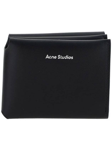 Tri-Fold Logo 3-Fold Card Wallet Black - ACNE STUDIOS - BALAAN 1