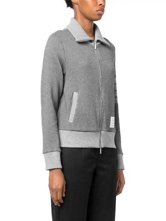 Women's 4-Bar Funnel-Neck Zip-Up Jacket Grey - THOM BROWNE - BALAAN 4