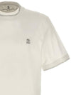 Cotton Short Sleeve T-Shirt Ivory - BRUNELLO CUCINELLI - BALAAN 4