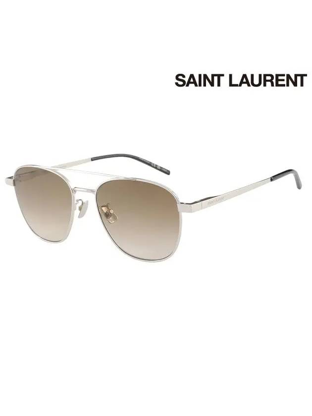 Eyewear Double Bridge Aviator Sunglasses Silver - SAINT LAURENT - BALAAN 3