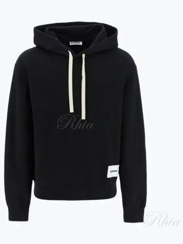 Plus Logo Patch Popover Hoodie Black - JIL SANDER - BALAAN 2