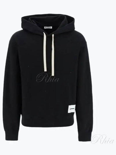 Plus Logo Patch Popover Hoodie Black - JIL SANDER - BALAAN 2