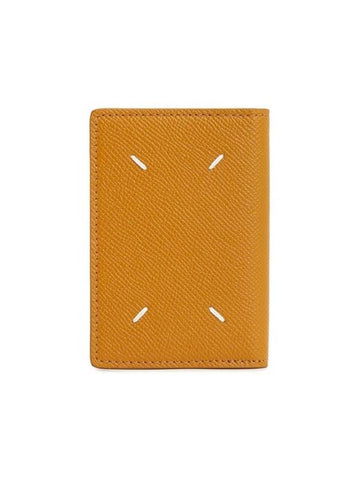 Stitched Bi-Fold Leather Card Wallet Mustard - MAISON MARGIELA - BALAAN 1