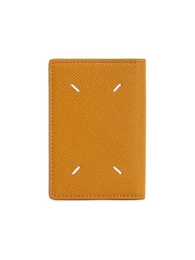 Stitched Bi-Fold Leather Card Wallet Mustard - MAISON MARGIELA - BALAAN 1