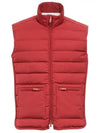 Poly Twill Down Fill 4-Bar Funnel Neck Knit Panel Vest Red - THOM BROWNE - BALAAN 2