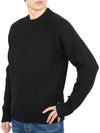 Men’s Merino Wool Knit Top Black - TEN C - BALAAN 6