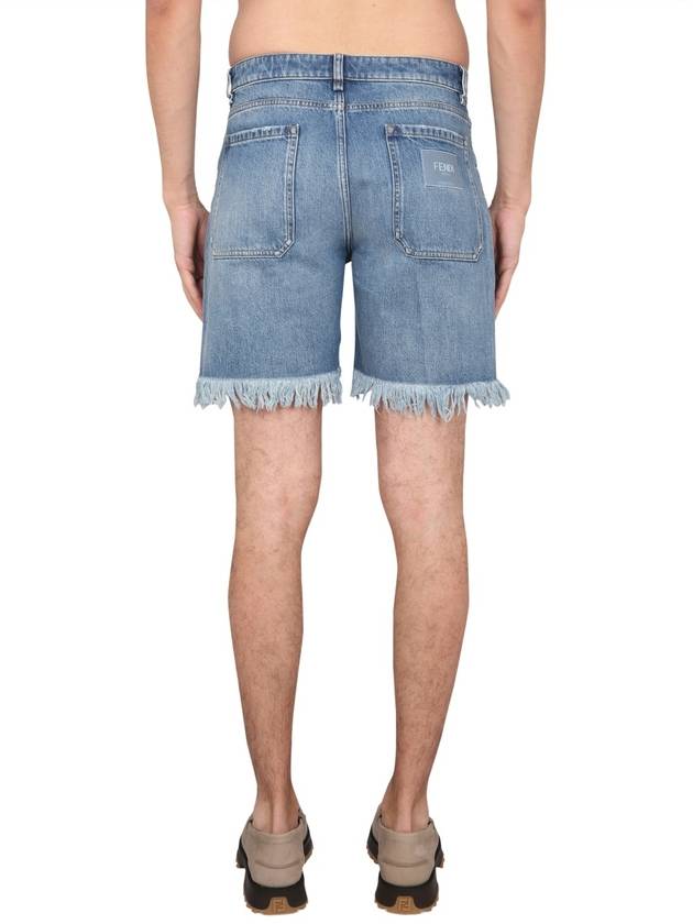 Fringe Denim Shorts Blue - FENDI - BALAAN 5