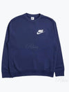 Men's Club French Terry Crew Long Sleeve T-Shirt Navy - NIKE - BALAAN 2