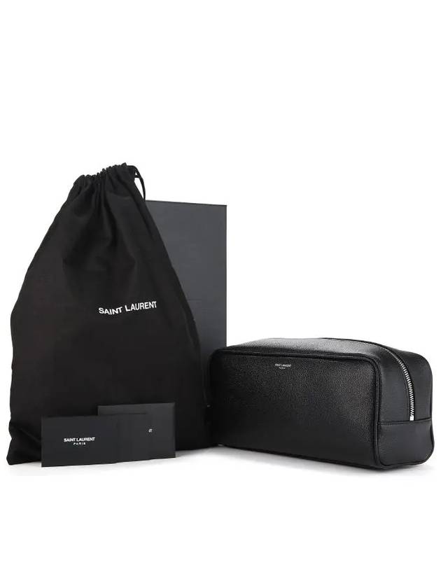 Grained Logo Pouch Bag Black - SAINT LAURENT - BALAAN 5