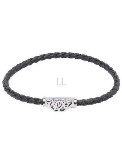 Seal Logo Leather Bracelet Black - ALEXANDER MCQUEEN - BALAAN 2