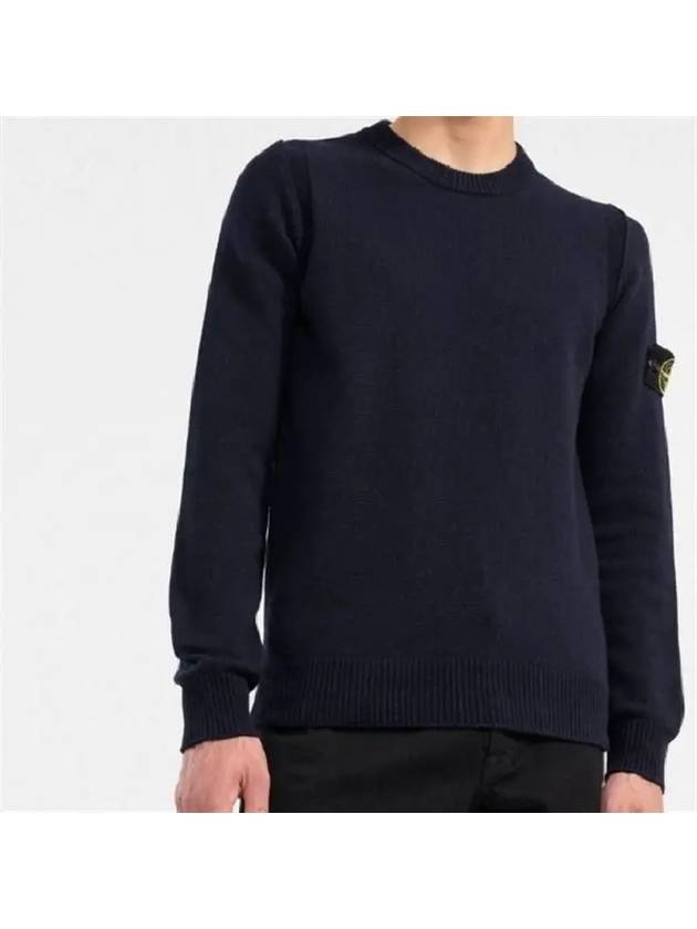 Wappen Patch Crew Neck Wool Knit Top Navy - STONE ISLAND - BALAAN 4