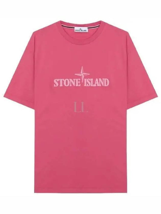 Stitches Two Embroidery Short Sleeve T-Shirt Cyclamen - STONE ISLAND - BALAAN 2