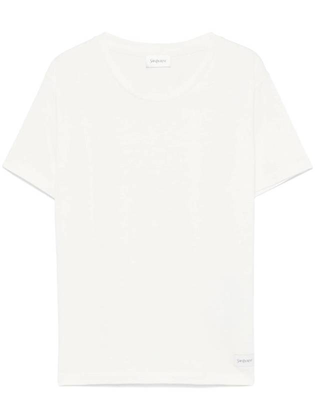 Logo Patch Crew Neck Short Sleeve T-Shirt White - SAINT LAURENT - BALAAN 2