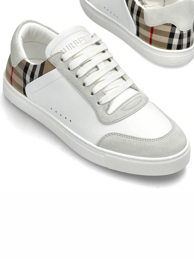 Check Leather Suede Sneakers Natural White Archive Beige - BURBERRY - BALAAN 2