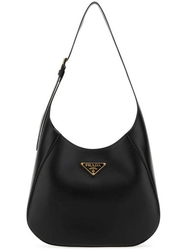 Triangle Logo Leather Shoulder Bag Black - PRADA - BALAAN 1