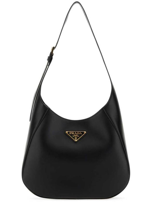 Triangle Logo Leather Shoulder Bag Black - PRADA - BALAAN 1