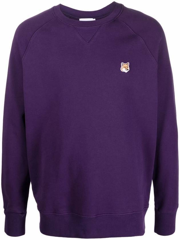 Men's Fox Head Patch Cotton Sweatshirt Purple - MAISON KITSUNE - BALAAN 1