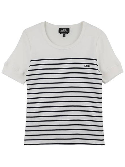 Logo Print Stripe Short Sleeve T-Shirt White - A.P.C. - BALAAN 2