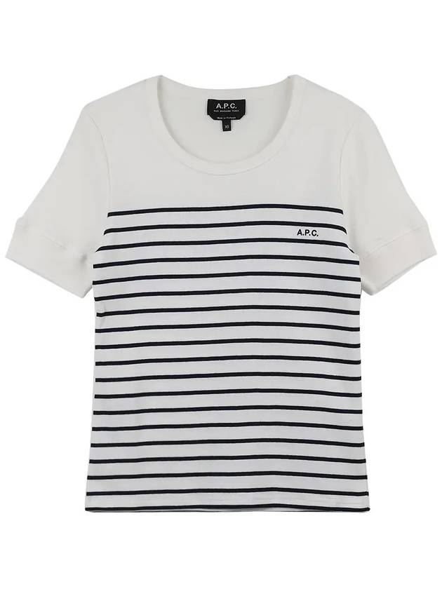 Logo Print Stripe Short Sleeve T-Shirt White - A.P.C. - BALAAN 7