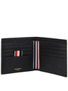 Pebble Grain Leather Half Wallet Black - THOM BROWNE - BALAAN 3