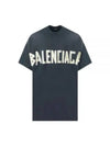 Tape Type Cotton Short Sleeve T-Shirt Black - BALENCIAGA - BALAAN 2